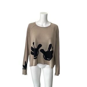 Rundholz Beige & Black Hand Print Sweater One Size